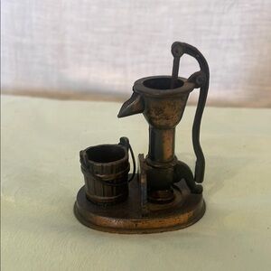 Vintage Bronze Water Pump Figurine mini size